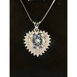 5CT Moissanite Pendant Necklace 925 Sterling Silver D Color Adjustable Chain
